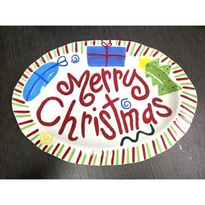 Coton Colors Merry Christmas Platter Vintage Rare Colorful